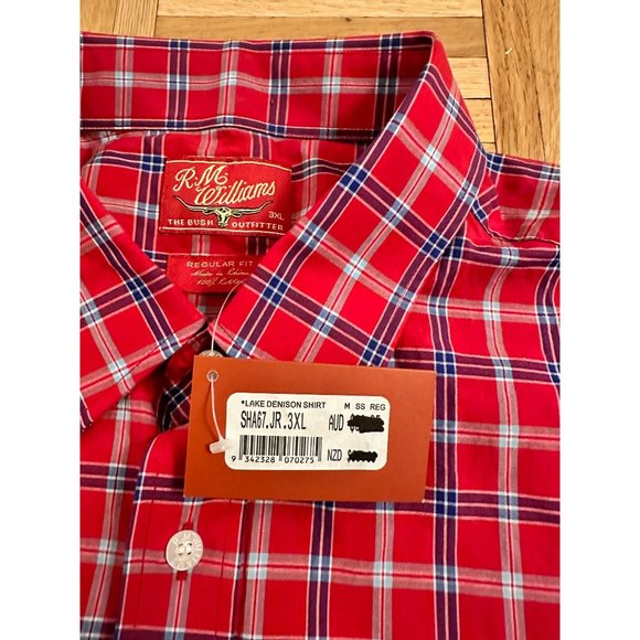 New R.M. Williams Western Button-Down Shirt Mens 3XL Red Plaid & Check - Picture 6 of 7
